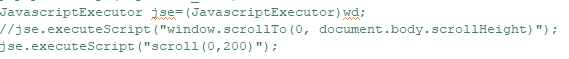 java script executor to perform scroll